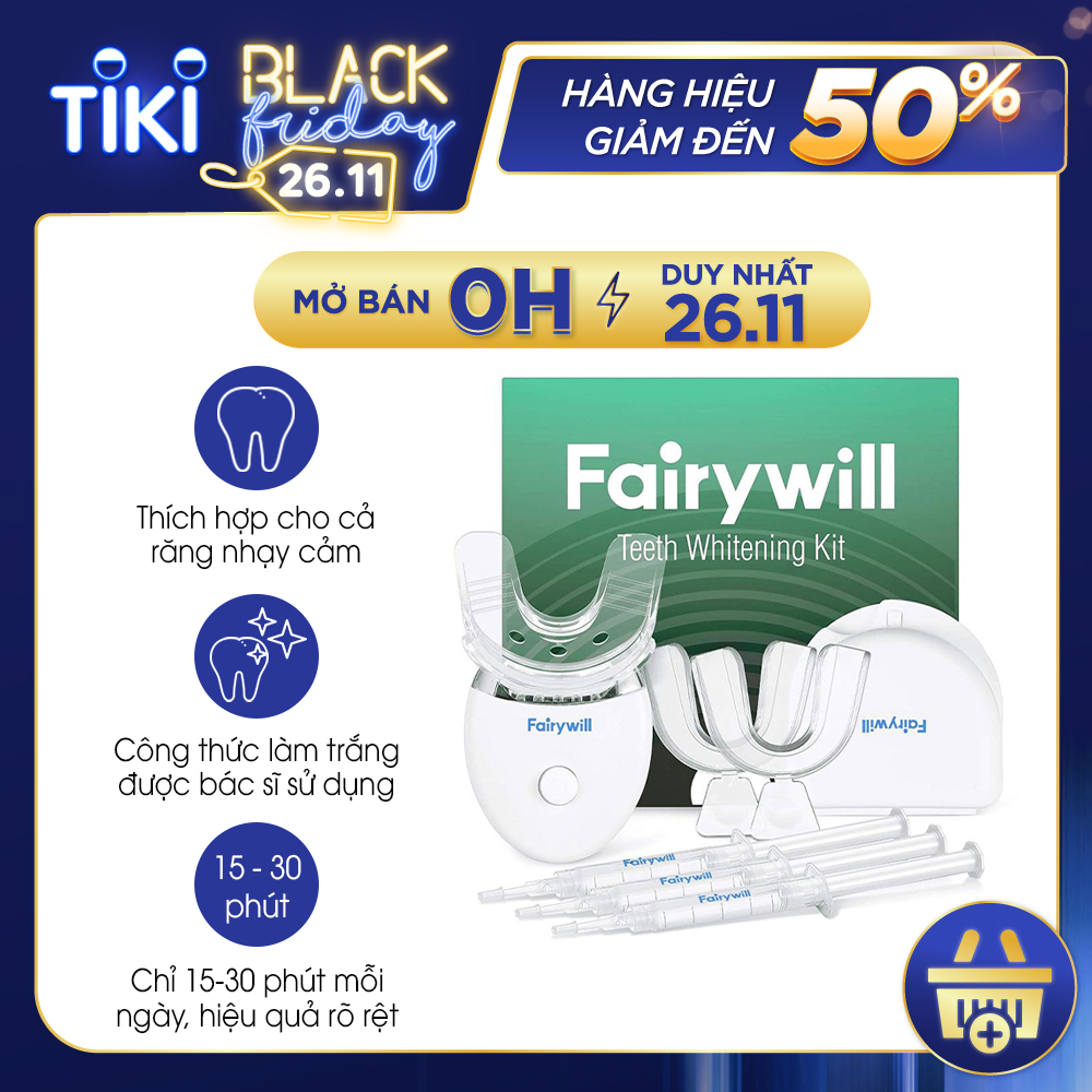 Bộ KIT tẩy trắng răng tại nhà FAIRYWILL FW-101 Máy làm trắng răng chính hãng Mỹ an toàn, lành tính, không gây kích ứng, thích hợp cho mọi loại răng - Hàng Chính Hãng