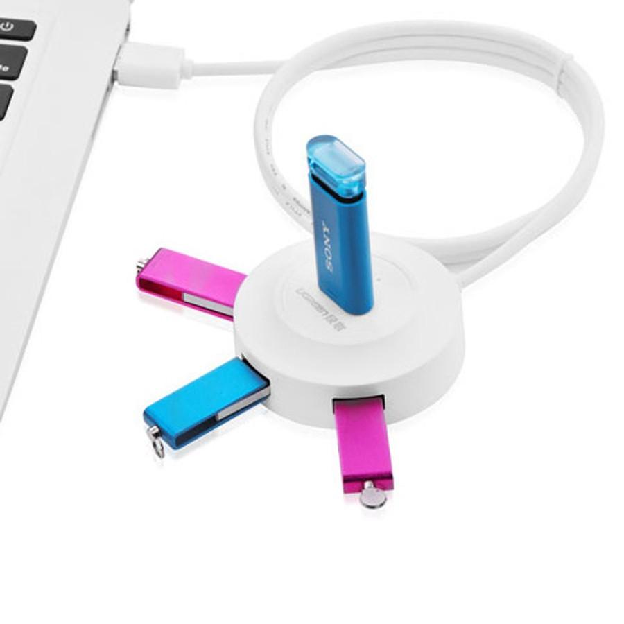 Bộ Chia USB 2.0 Ra 4 cổng Ugreen 20270 màu trắng chính hãng -Hàng Chính Hãng