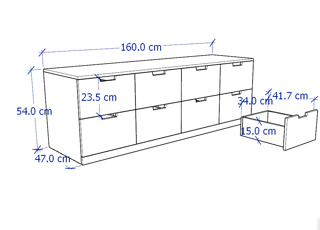 BANALDO, Tủ đựng đồ lưu trữ 2 tầng 8 ngăn DRA_055, 160x47x53cm