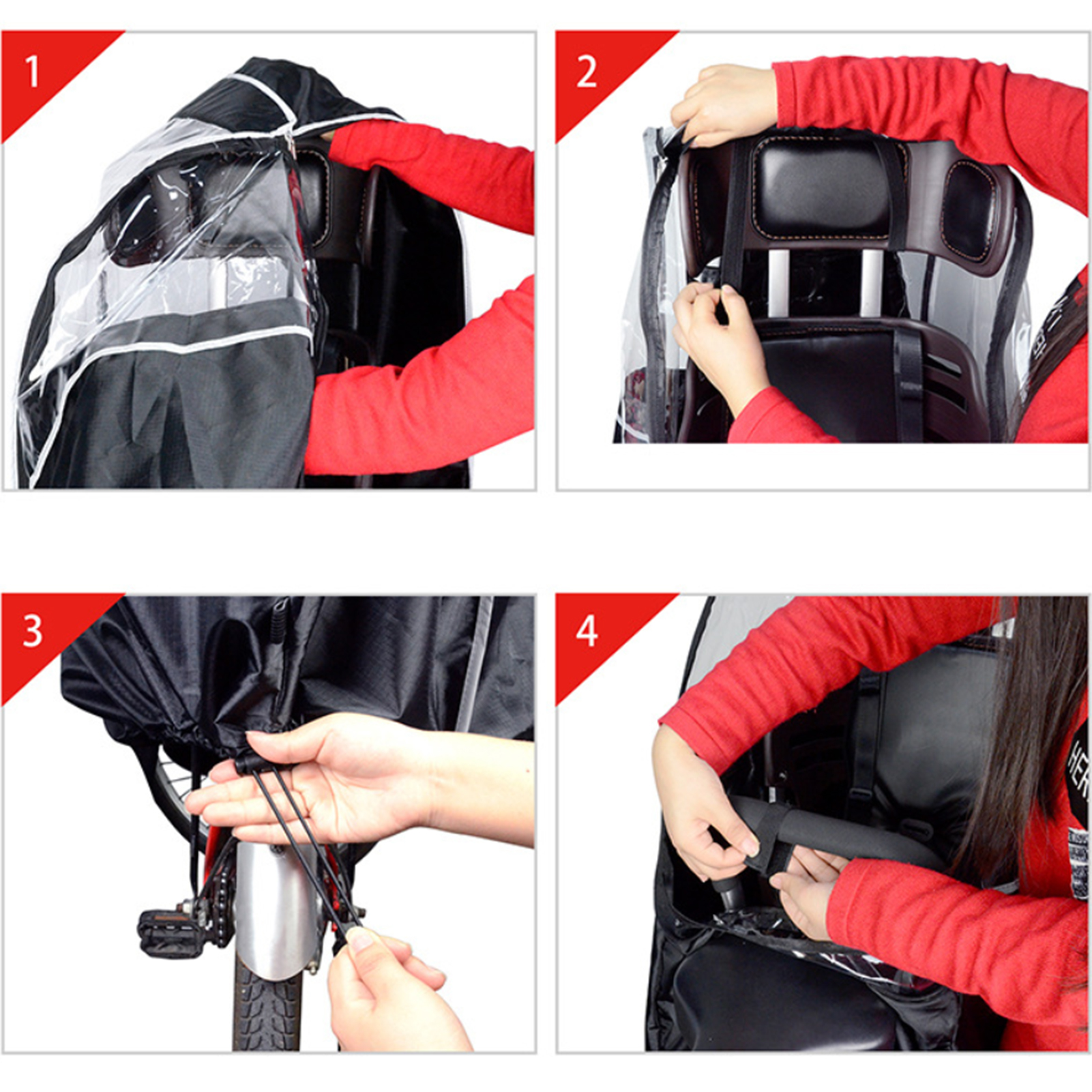 Ghế Ngồi Xe Đạp Cho Trẻ Em Có Áo Mưa PVC