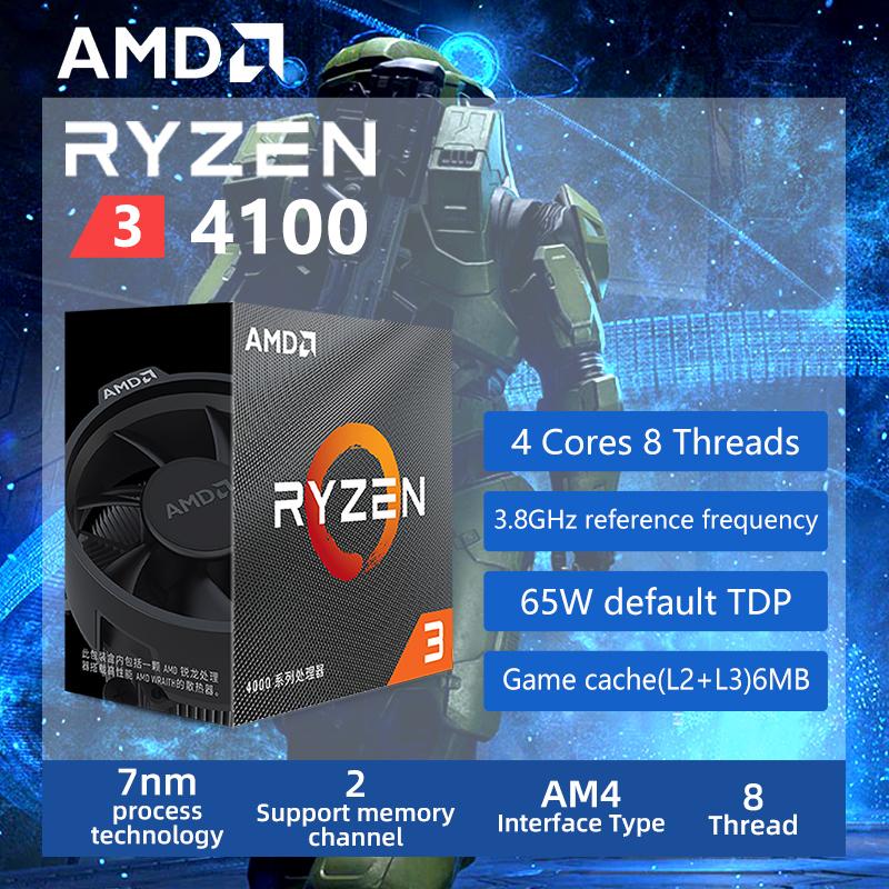 Bộ xử lý CPU AMD Ryzen 3 4100 R3 4100 3,8 GHz 4 nhân 8 luồng 7NM L3=8M 100-000000510 Socket AM4 Kín và có tản nhiệt