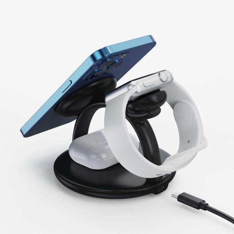 Đế sạc không dây 3 in 1 Choetech T587-F dành cho điện thoại, tai nghe và đồng hồ thông minh