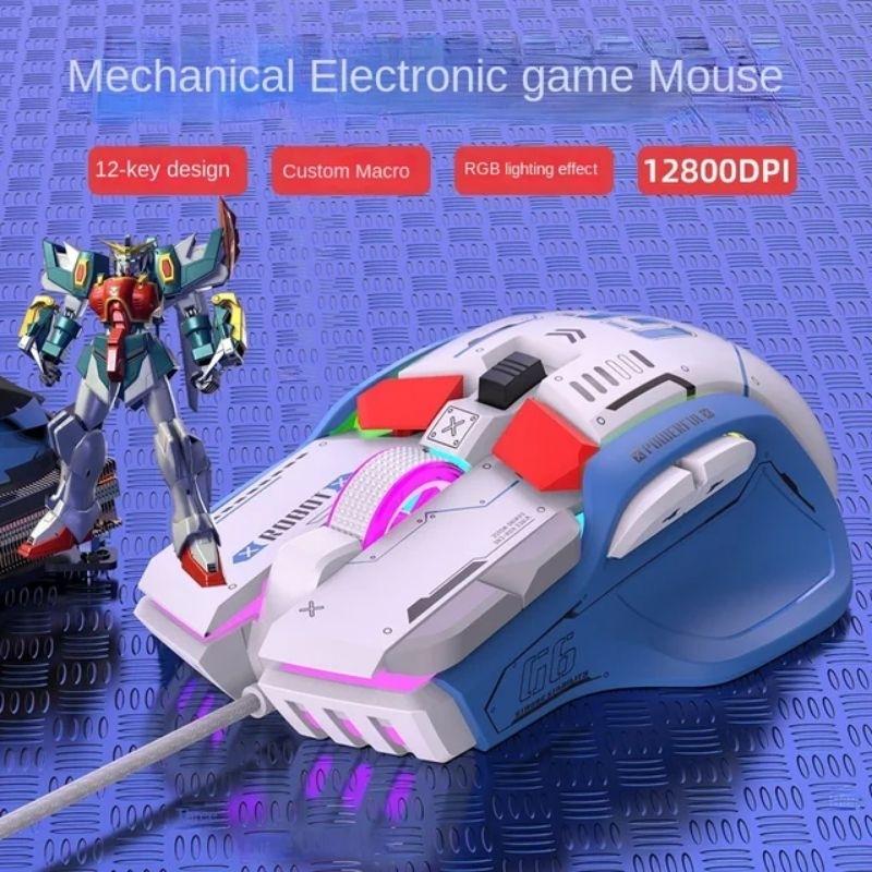 Chuột gaming máy tính có dây TEKKIN G6 GUNDAM 12800 DPI có app có 6 nút - hàng nhập khẩu