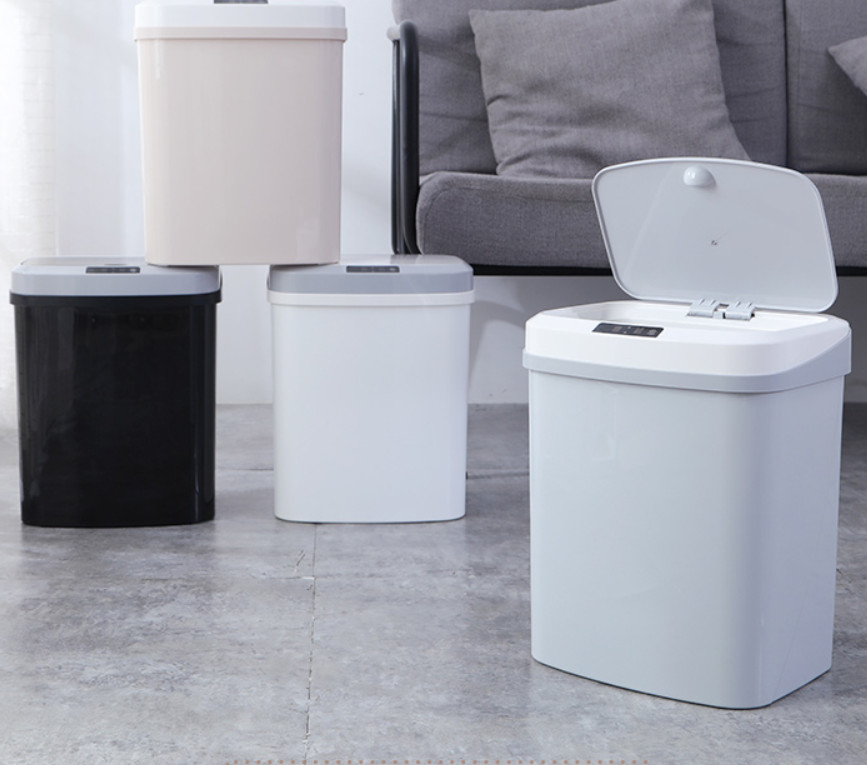 Thùng rác thông minh cảm ứng từ xa 15l, cảm biển chuyển động và cảm biến gõ có sạc điện USB và pin - Thùng rác tự động đóng mở nắp khi cần sử dụng