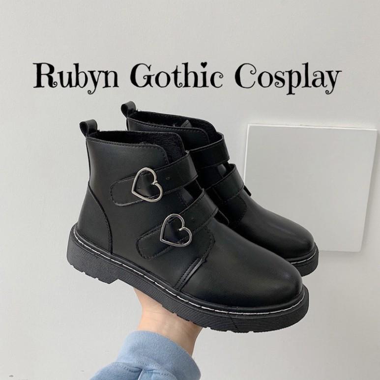 Giày Boots Chiến Binh Khoá Trái Tim quai dán độc lạ ( Size 35 - 40 )