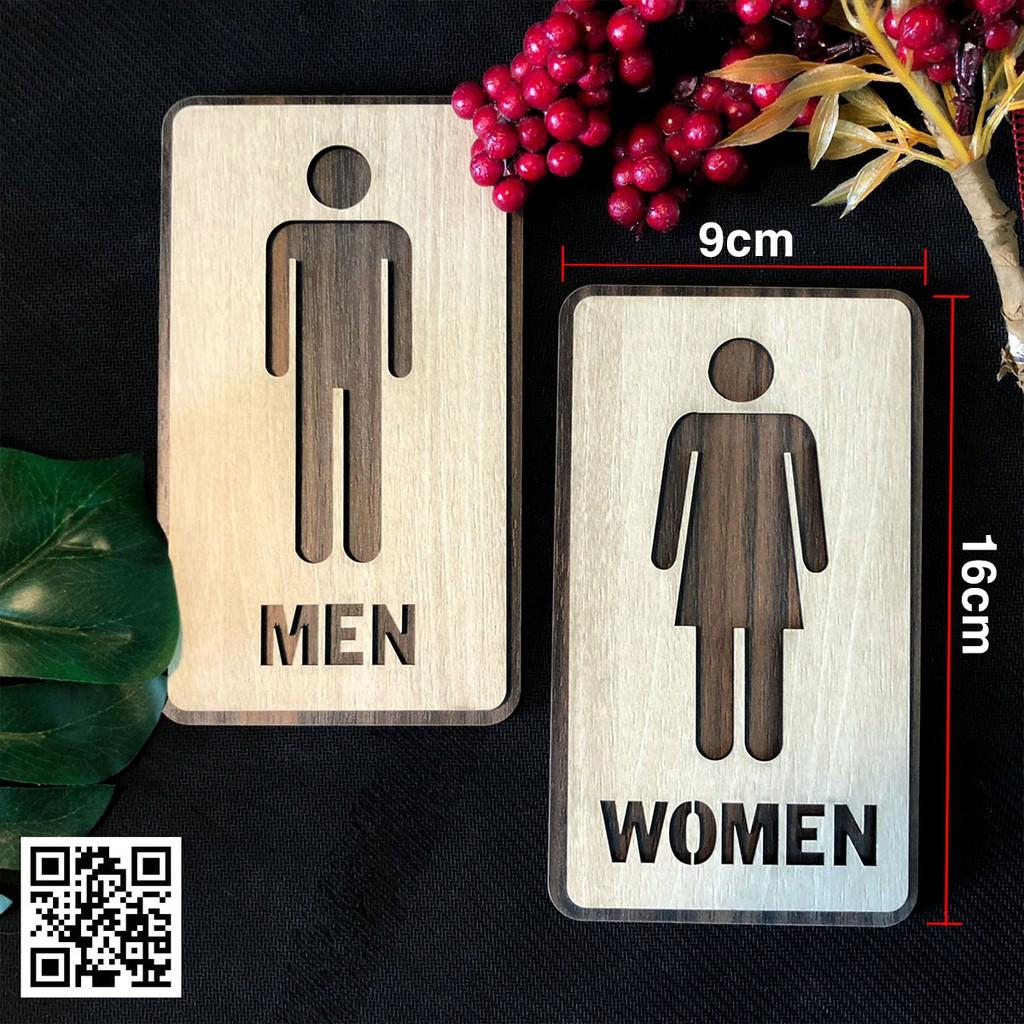 Bộ bảng toilet gỗ dán tường kích thước 16x9cm