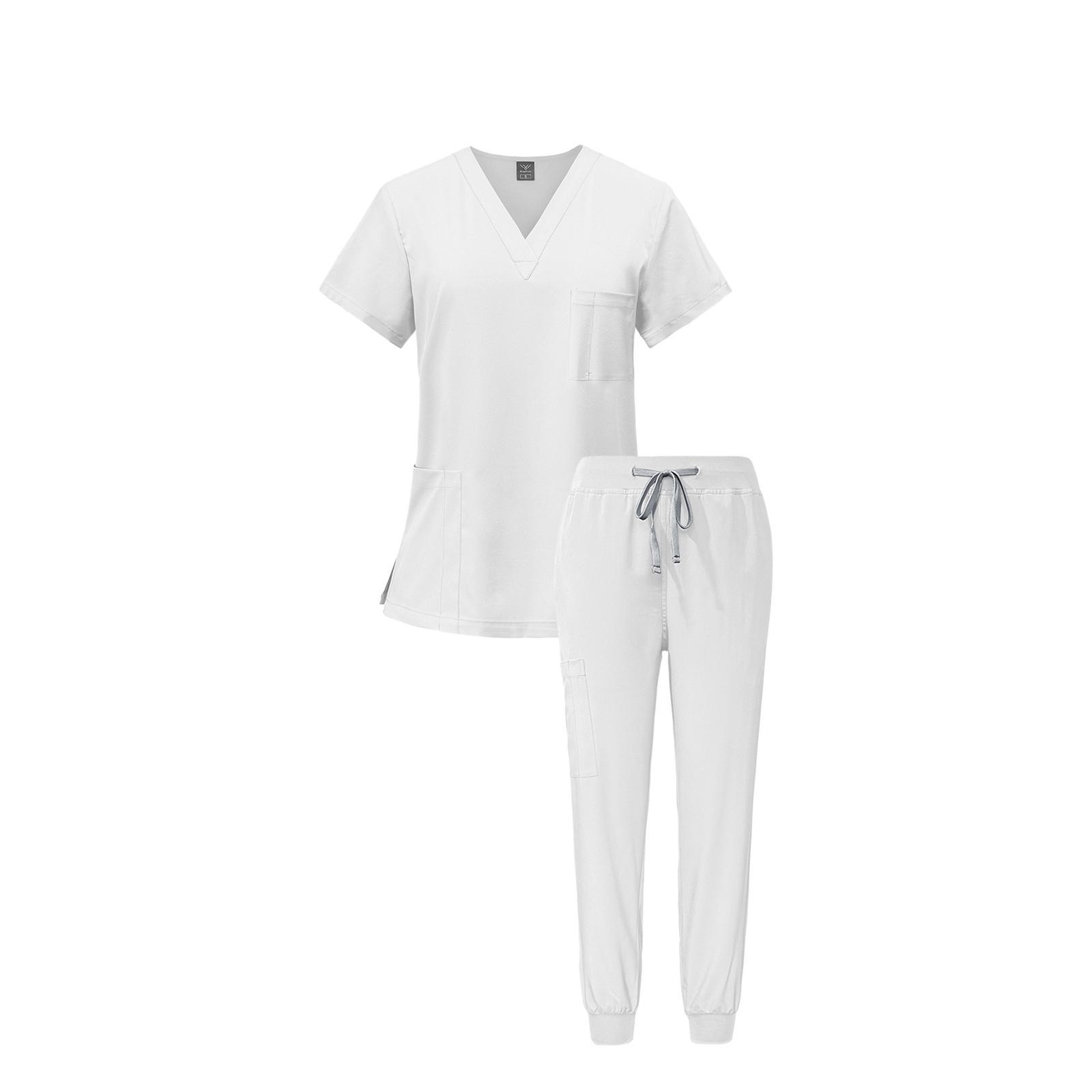 Nursing Uniforms Beauty Salon Shop V Neck T Shirts Women Scrubs Sets