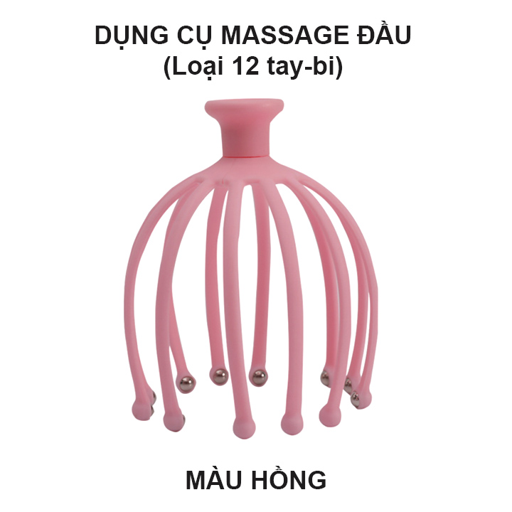 Dụng cụ massage đầu với 12 tay nhựa PE có bi lớn 8mm bằng thép