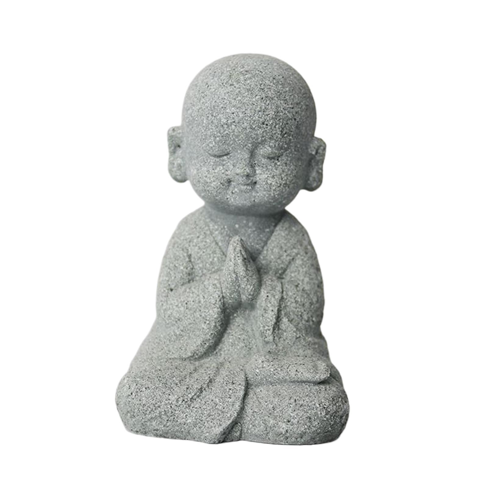 Sandstone Buddha Monk Statue Figurines for Flower Pot Decor Sculptures