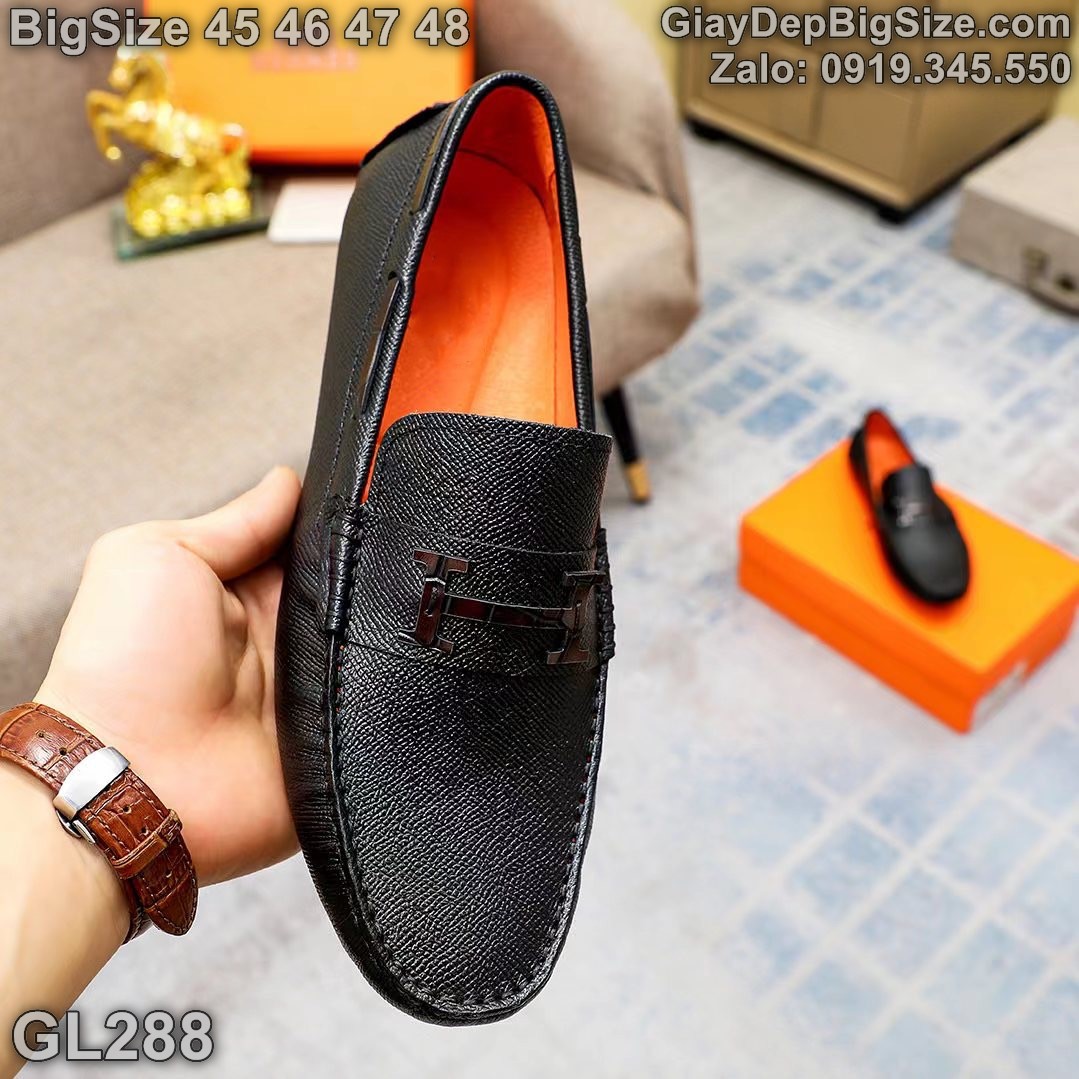 Giày mọi da đóng thủ công, giày lười cỡ lớn 45 46 47 48 cho nam cao to chân ú bè. Big size handmade loafer for wide feet