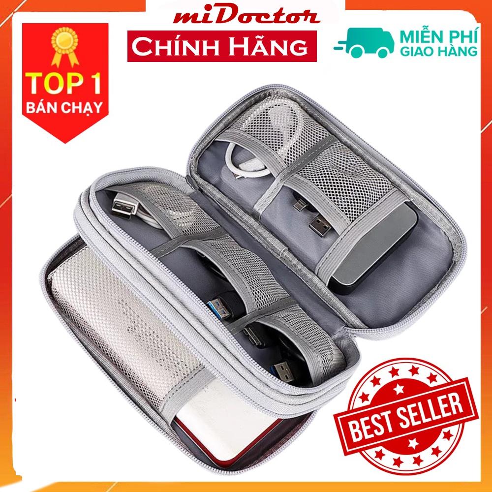 Hình ảnh Túi phụ kiện công nghệ mini đựng pin sạc dự phòng, điện thoại, cáp sạc usb, tai nghe có quai cầm Hàng Chính Hãng miDoctor