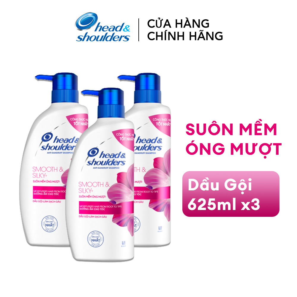 Combo 3 Dầu Gội HEAD &amp; SHOULDERS Than Hoạt Tính/Ngăn Rụng Tóc/Bạc Hà Mát Lạnh/Suôn Mềm Óng Mượt/Giảm Ngứa Da Đầu/Hương Táo/Hương Chanh/Anti Bạc Chai 625ml x3