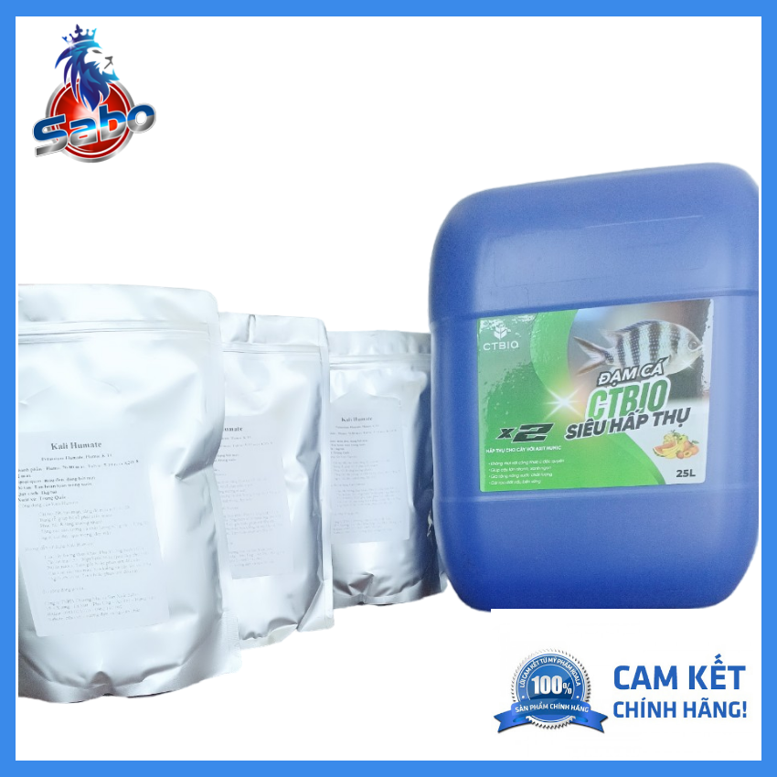 Combo 25 lít đạm cá + 3kg axit humic kích rễ cải tạo đất