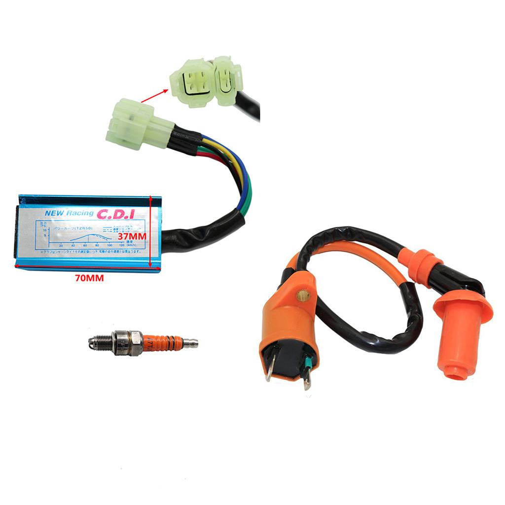 Racing Ignition Coil+3 Spark Plug+6 pins CDI for GY6 50cc 125cc 150cc ATV