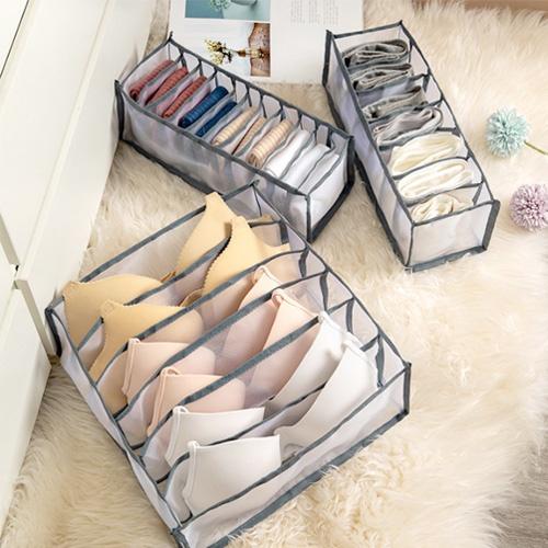 Combo 3 hộp vải đựng bảo quản đồ lót đa ngăn tiện lợi