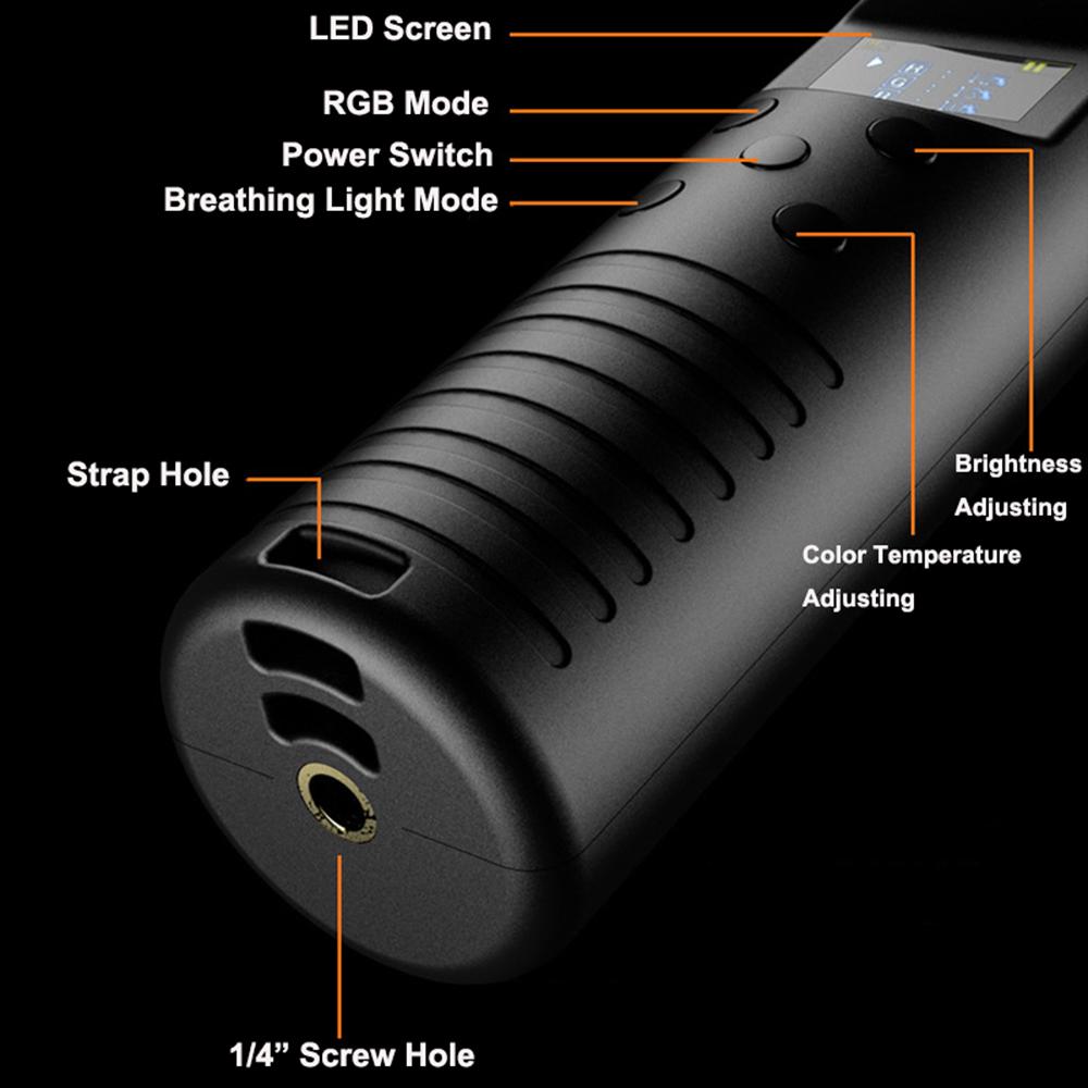 Đèn LED Video Light Tube Light Wand 3000K-6500K Có thể thay đổi 10 hiệu ứng chiếu sáng Tích hợp có thể sạc lại