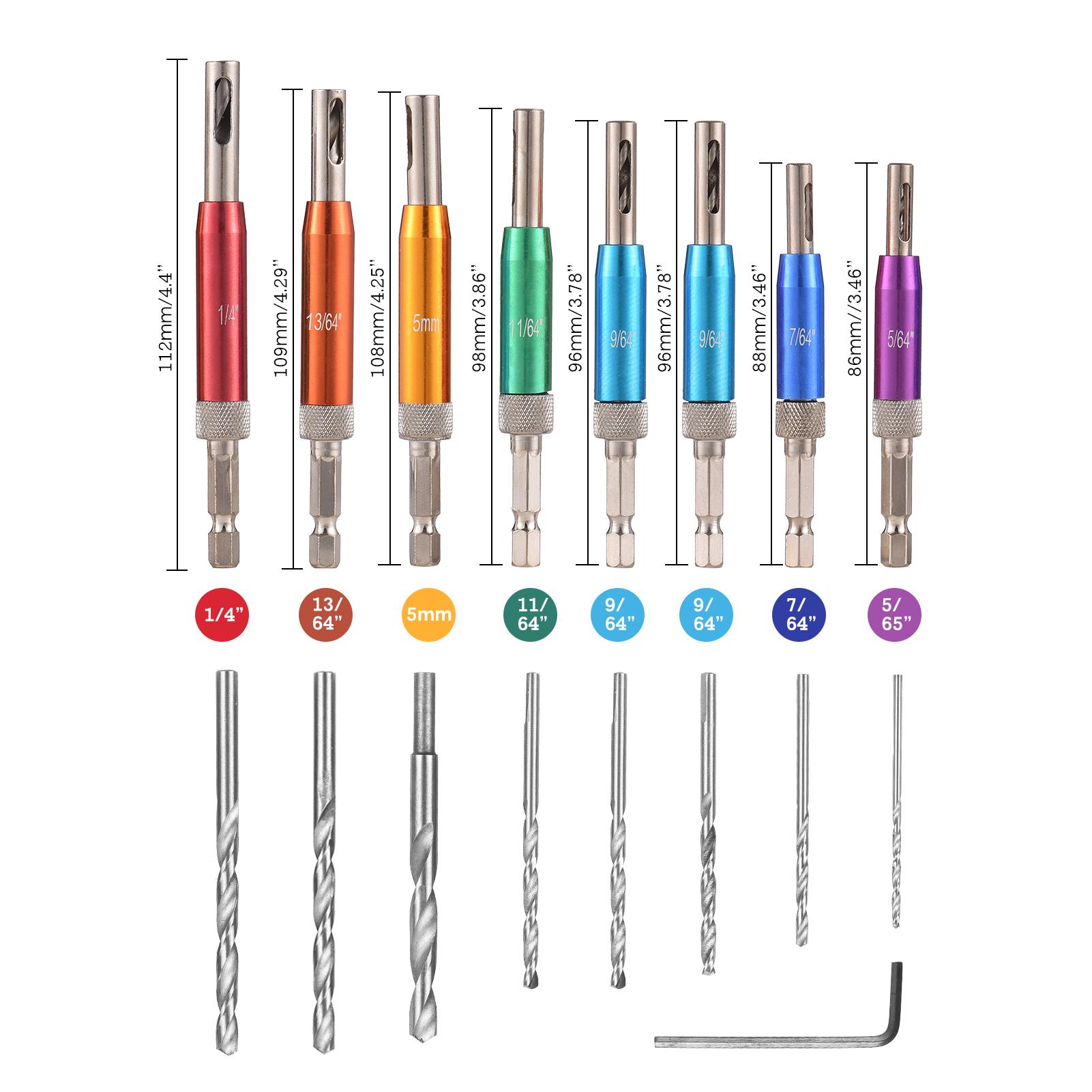 17PCs Self Centering Drill Bit Set Hex Shank Self Center Hinge Drill Bits Tool for Woodworking