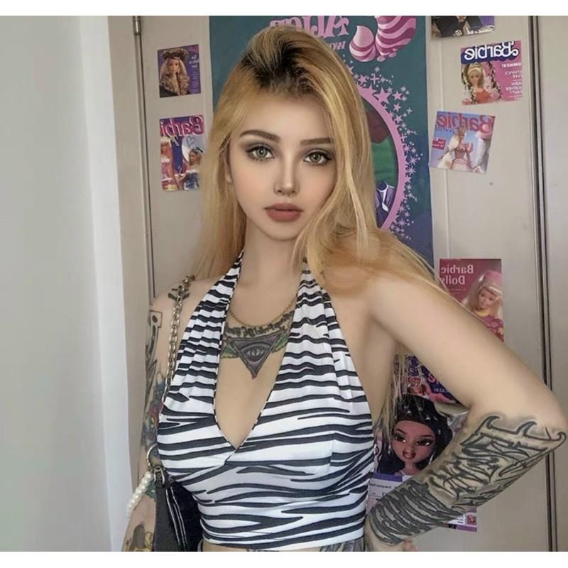 Áo yếm ngựa vằn croptop-N