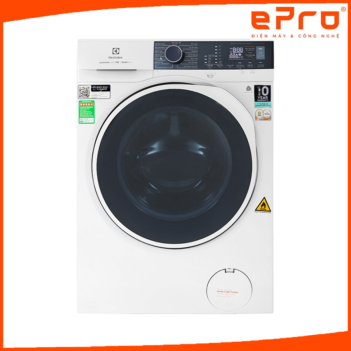 Máy giặt sấy Electrolux Inverter 9 kg EWW9024P5WB - Hàng chính hãng - Giao HCM và 1 số tỉnh thành