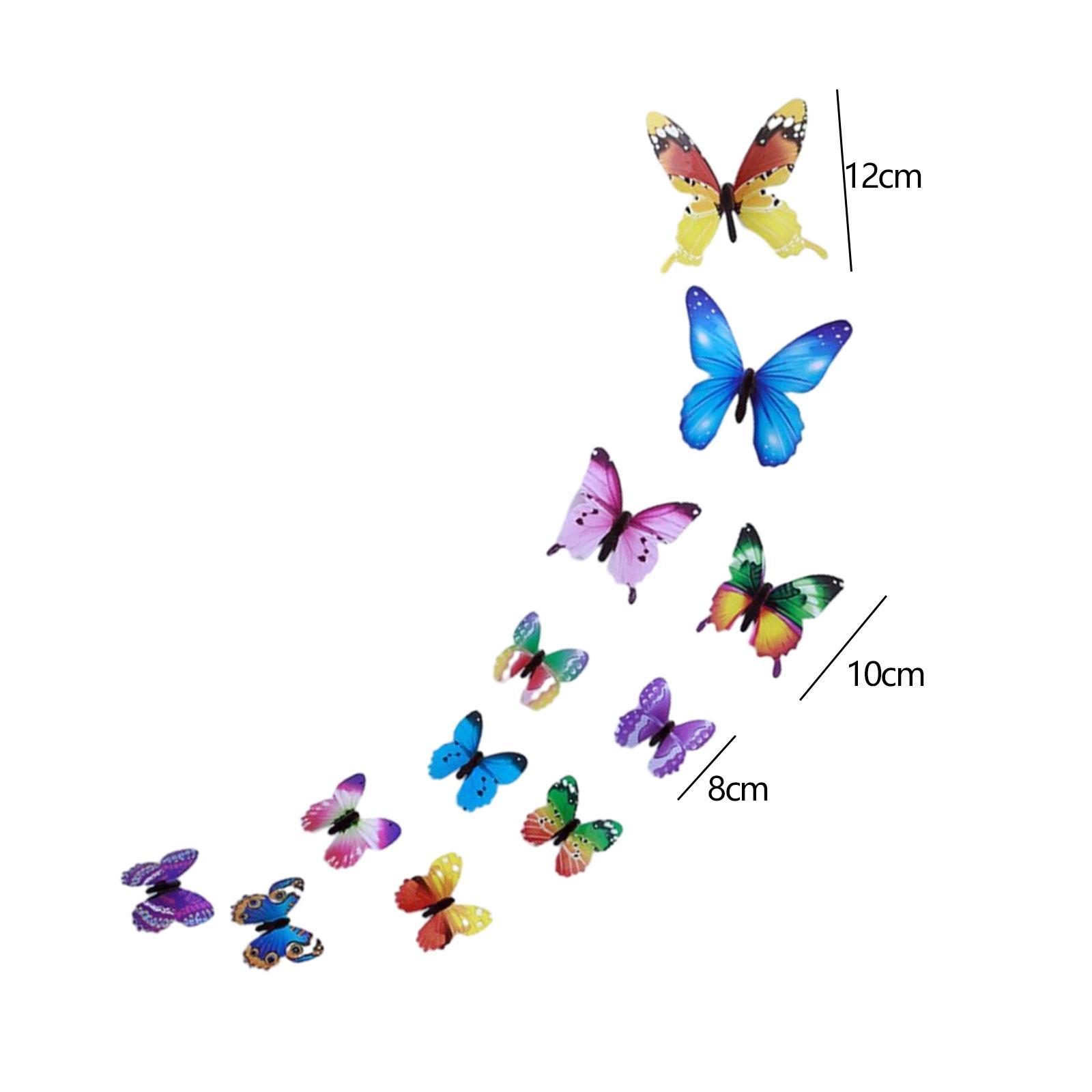 12Pcs 3D Luminous Butterfly Wall Stickers DIY Art Wall Mural Decorative Easy to Use Wall Decoration for Bedroom Sofa Backdrop