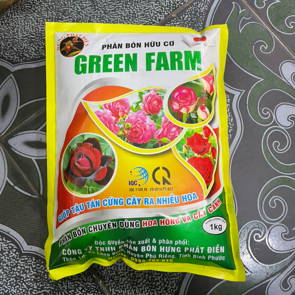 PHÂN BÓN HỮU CƠ CHO HOA HỒNG- CÂY CẢNH GREEN FARM 1KG