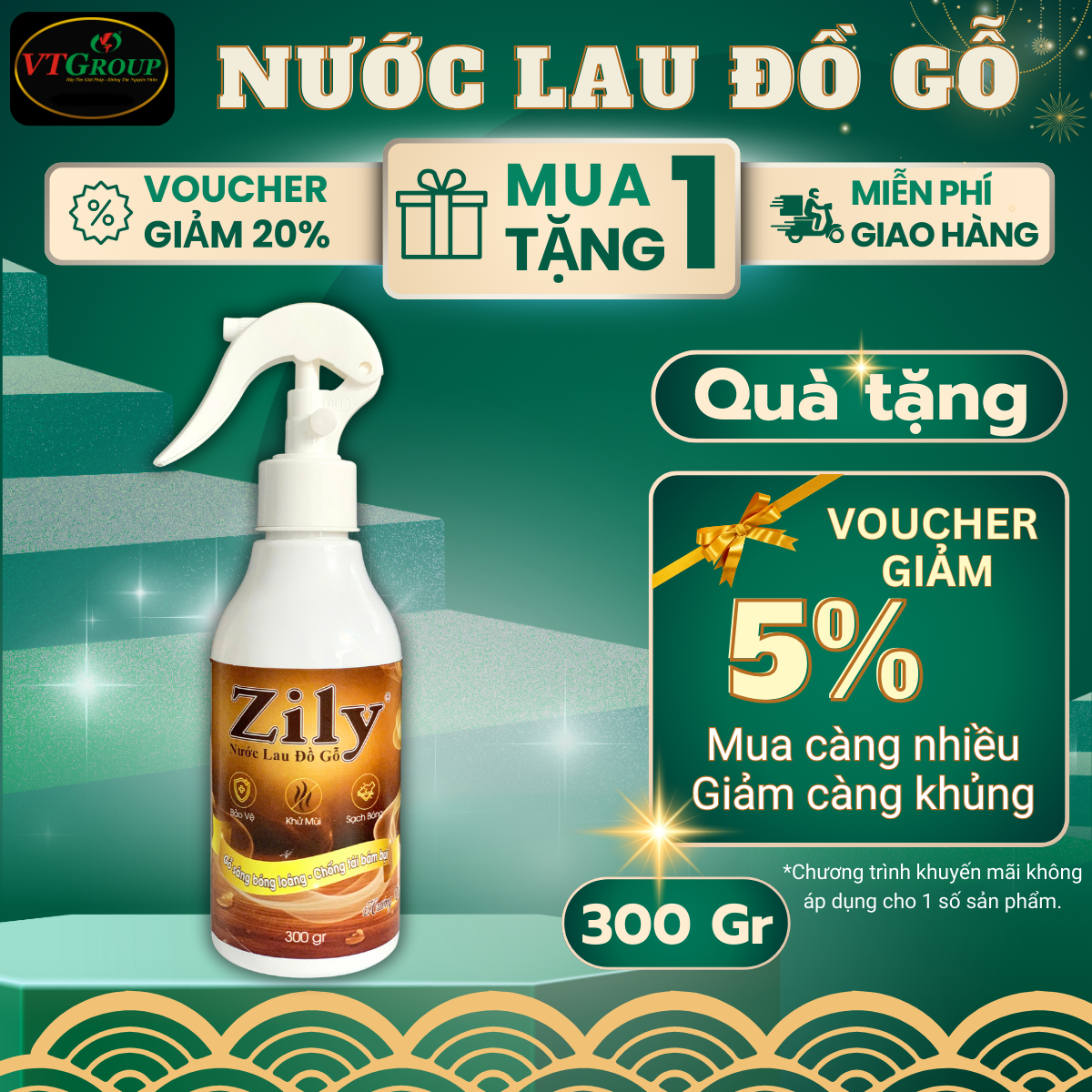 Nước Lau Đồ Gỗ Zily Chai 300gr Hương Trầm