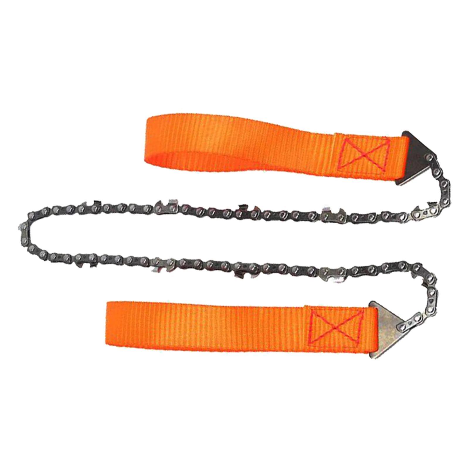 Wire Saw Steel Pocket Chain Saws Hand Chainsaw Survival Wood Cutting Tool with Nylon Handle Straps for Outdoor Emergency
