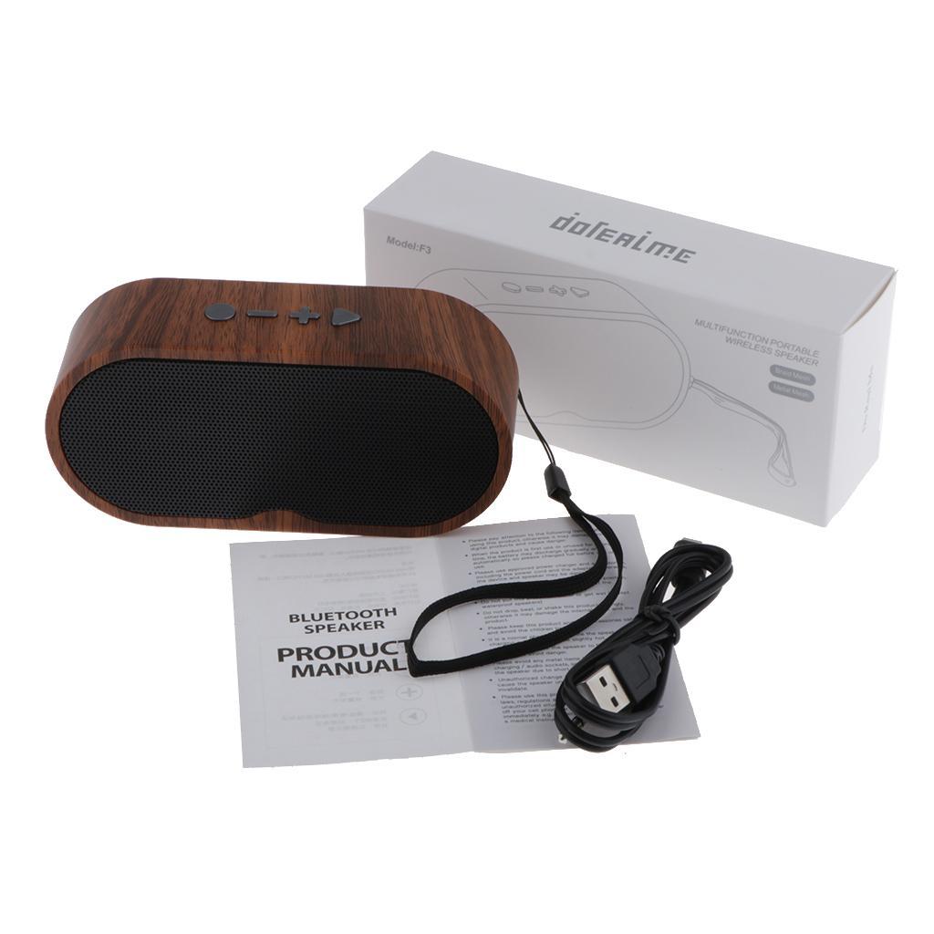 Wood Grain Wireless Bluetooth 5.0 Speaker Loudspeaker With Mic FM USB TF