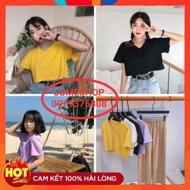 Áo thun croptop form rộng cổ tim