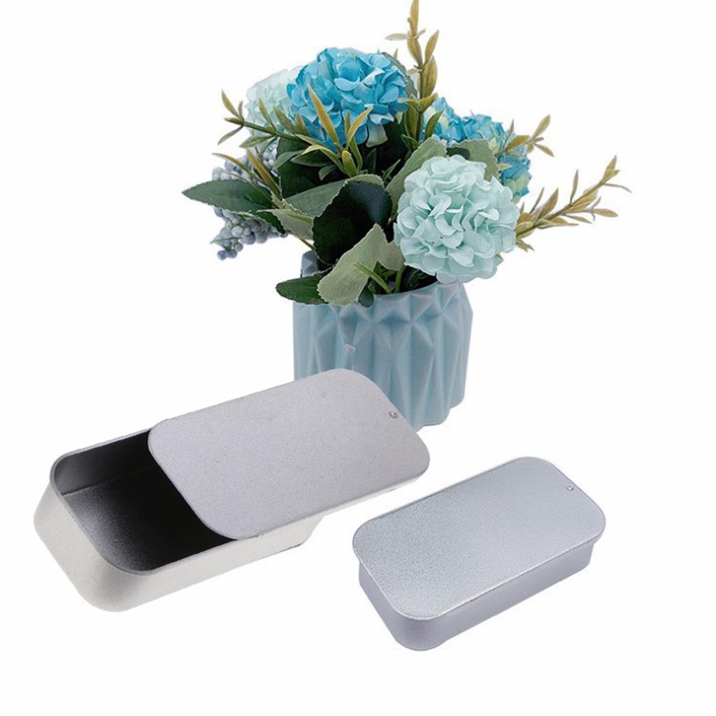 Metal Tin Rectangle Storage Slide Top Box Organizer Coin Key Container Case