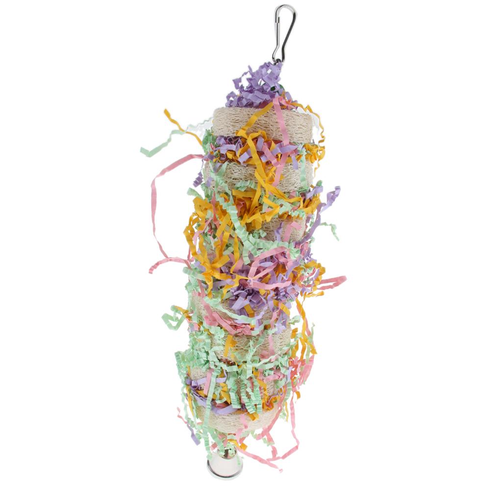 Bird Toy Loofah Hanging Bell Chewing Parrot Parakeet Cockatiel Cage Bird Toy