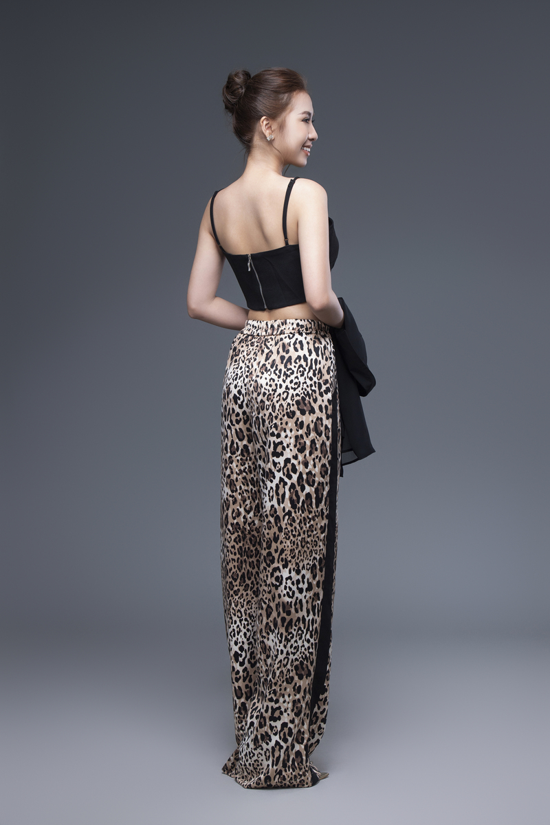 Quần beo lụa cát form suông đắp chiffon dọc LM112431 [BST Da Beo
