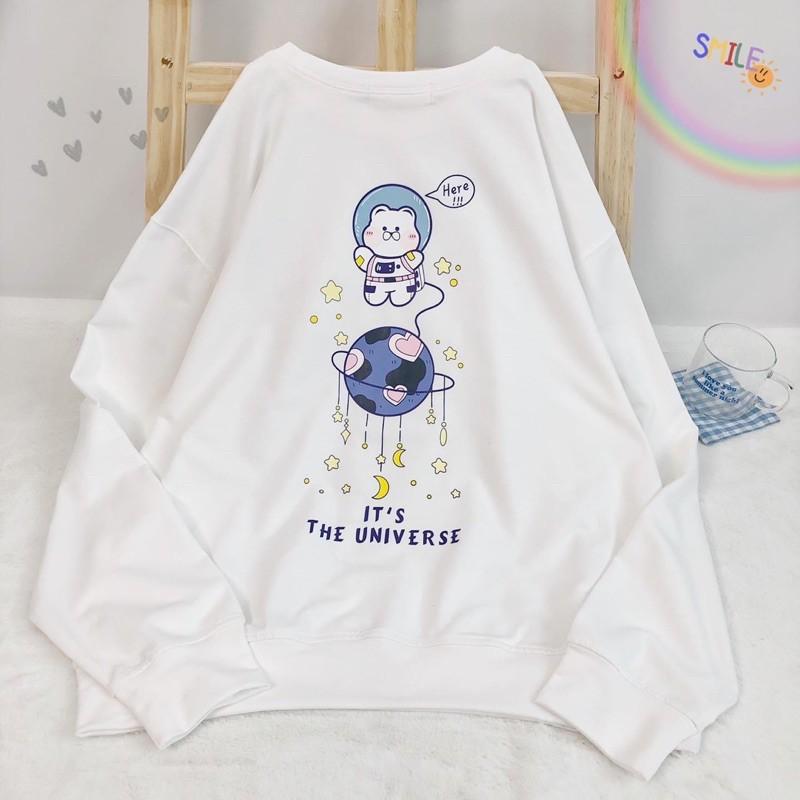 Áo Sweater Nỉ Bông in UNI MOON Unisex Nam Nữ Tay Dài Form Rộng Ulzzang