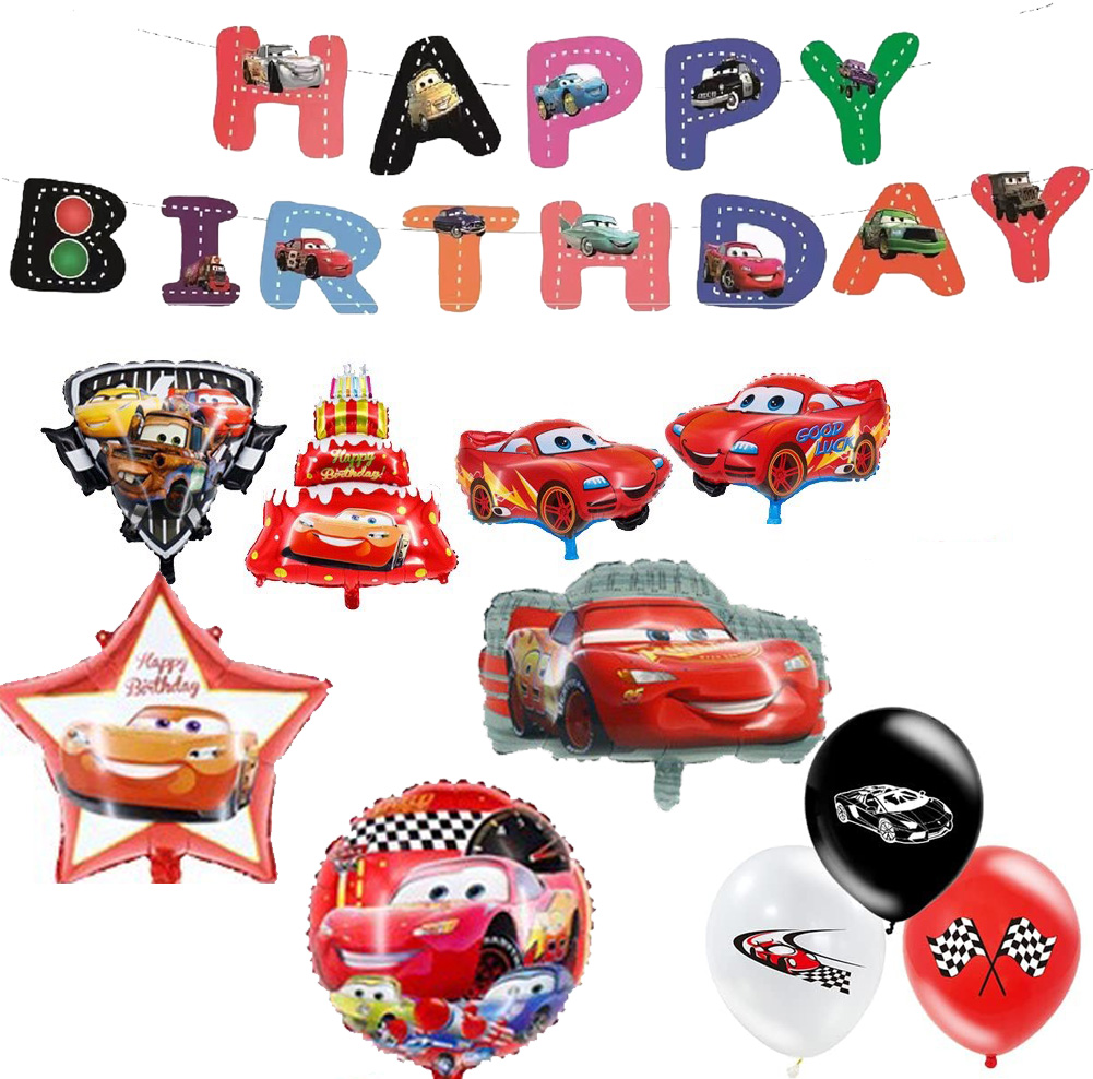 [HCM] Size đại Bóng kiếng trang trí sinh nhật thôi nôi chủ đề hoạt hình xe hơi, xe đua ô tô Lightning Mcqueen