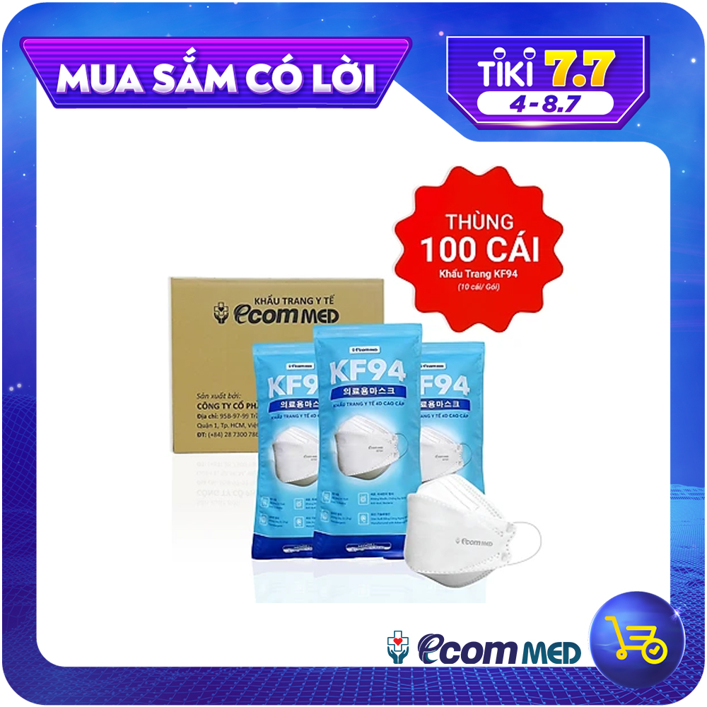 Thùng 100 Khẩu Trang KF94 EcomMed (10 Bịch) - Đạt Chuẩn FDA Hoa Kỳ