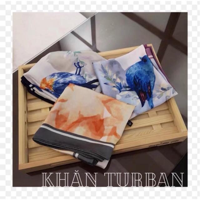 Khăn turban lụa vuông cao cấp choàng cổ size 70x70cm thanh lịch đa năng dùng làm áo yếm in hình con chim