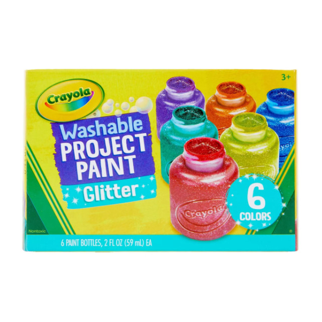 BỘ 6 LỌ MÀU NƯỚC KIM TUYẾN RỬA ĐƯỢC Crayola