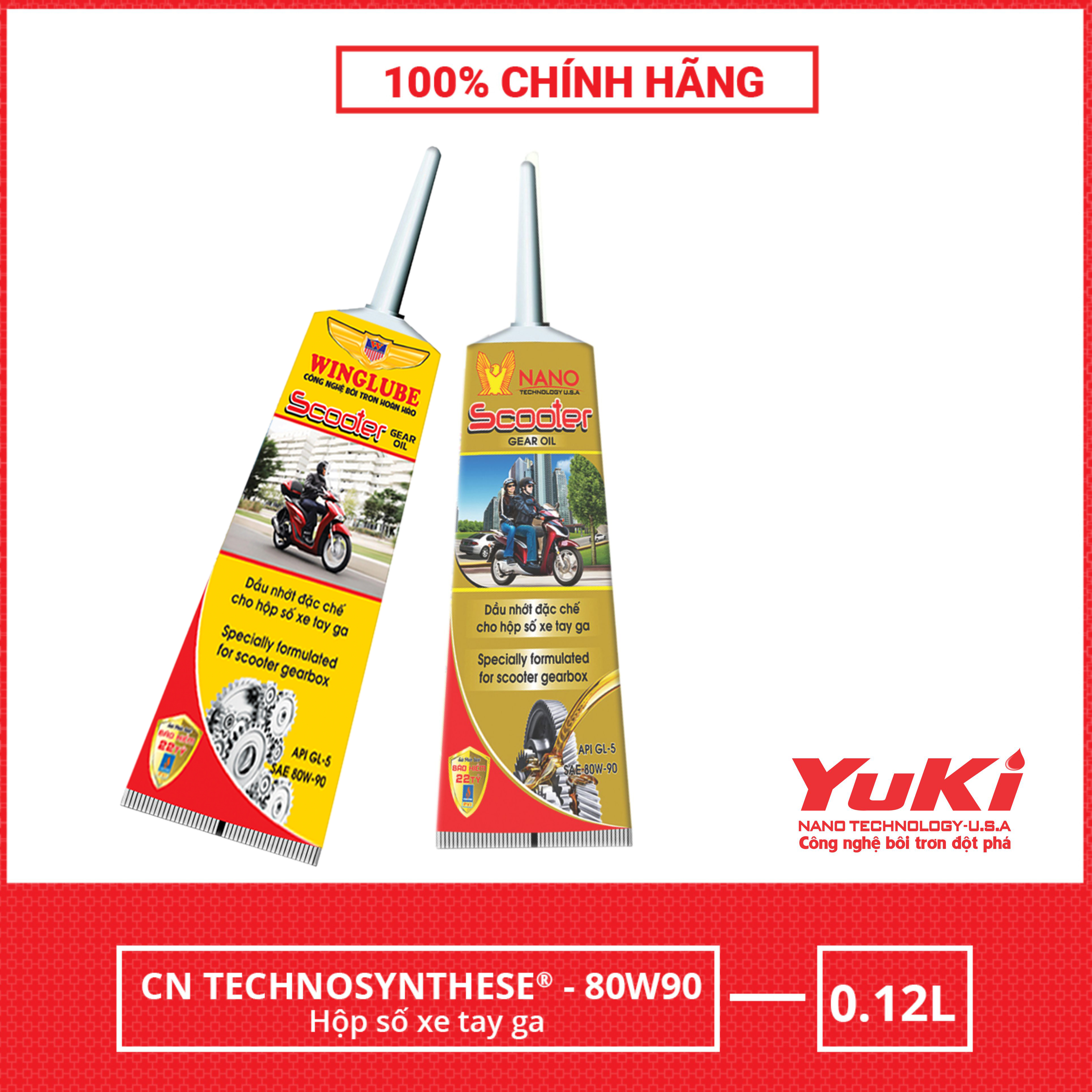 Nhớt Hộp Số Xe Ga Yuki - Wing Gear oil 120ml. Nhớt láp xe ga. Công nghệ Chống Hú, Chống Kêu Hộp Số