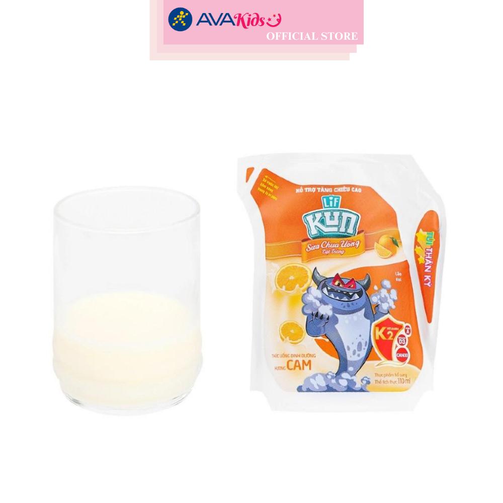 Thùng 24 túi sữa chua uống tiệt trùng LiF Kun vị cam 110 ml (từ 2 tuổi)
