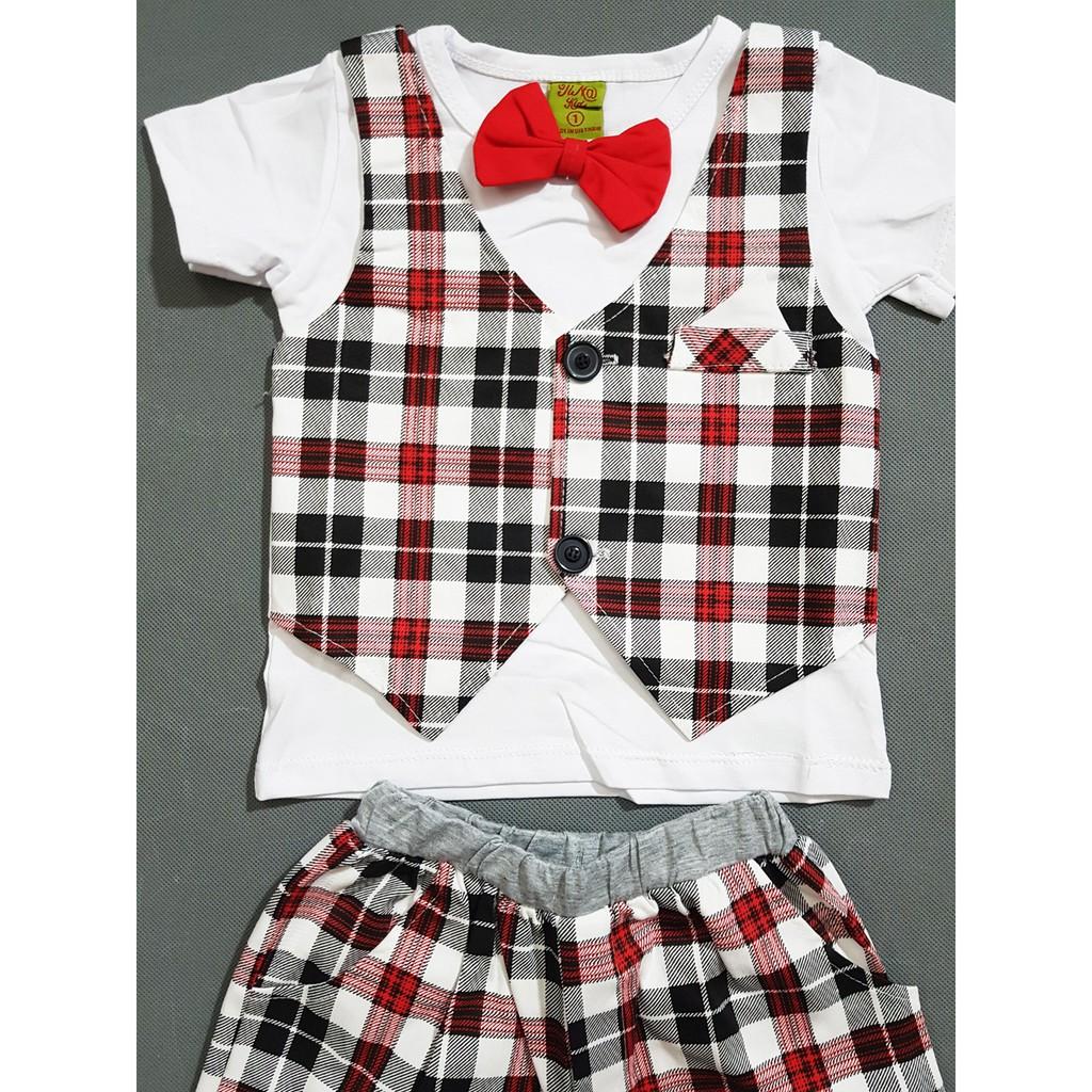 Bộ vest gile sọc caro lịch lãm cho bé trai nhỏ đi chơi