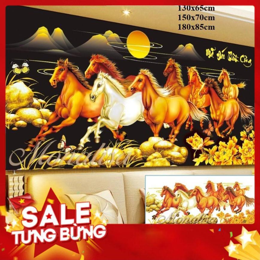 Iii8257Tranh đính đá mã đáo thành công 130x65cm