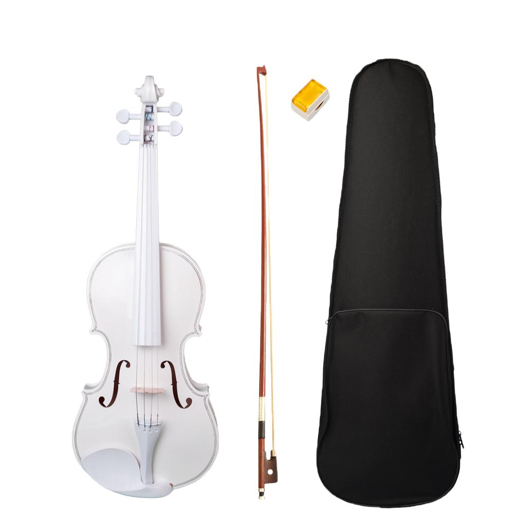 4/4 White Solid Wood Violin Kit With Case Bow Rosin For Beginners Students