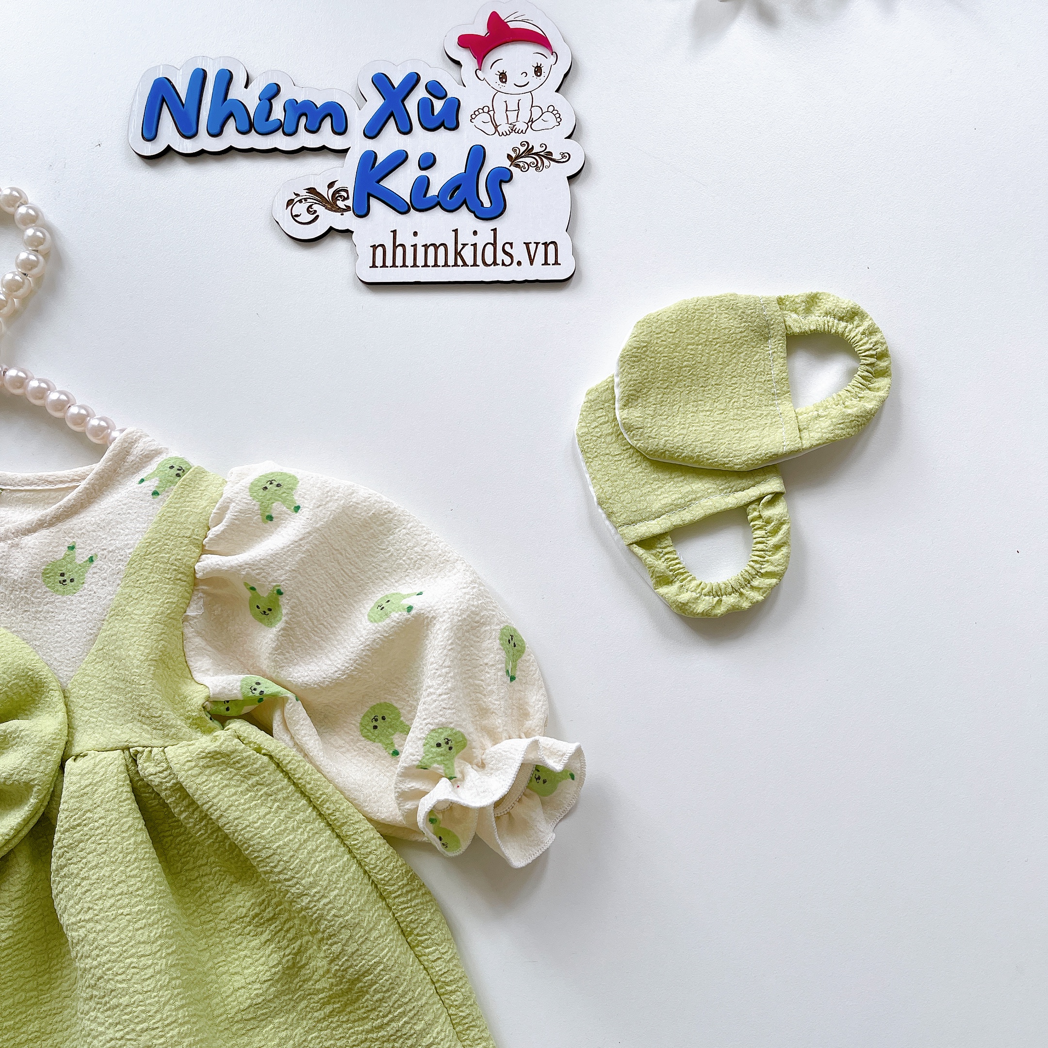 Body Váy Ếch Xanh Bé Gái 3 Đến 12kg Chất Đũi Xốp Mềm Mát