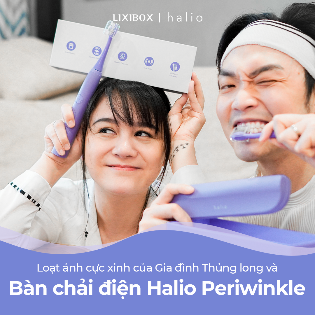 Combo Bàn chải điện Sonic Whitening Toothbrush Và Máy Tăm Nước Cầm Tay Halio UltraClean Oral Irrigator - Periwinkle