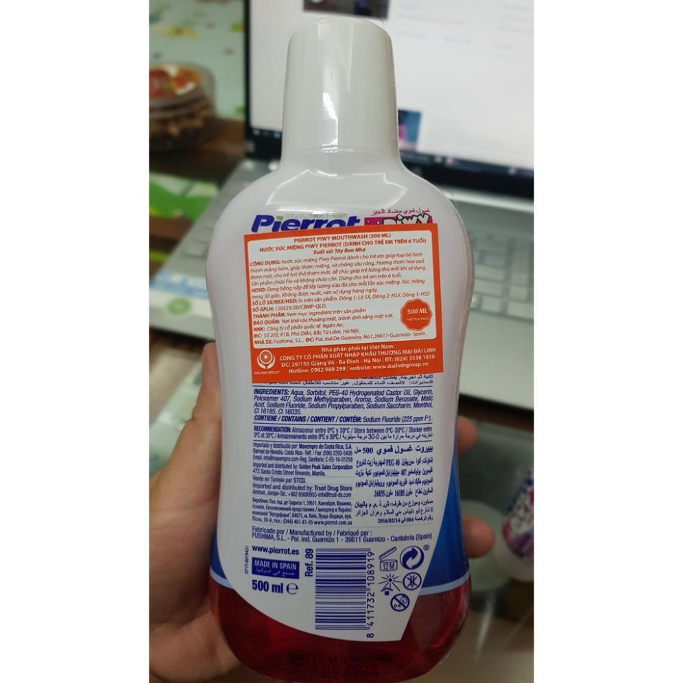 Nước súc miệng hương dâu tây cho trẻ em Pierrot 500ML