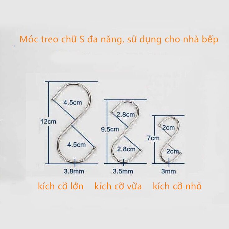 Bộ Móc treo chữ S, có 3 size chọn lựa