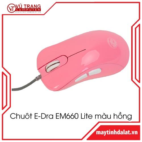 Chuột có dây gaming E-Dra EM660 Lite màu hồng có led - hàng chính hãng