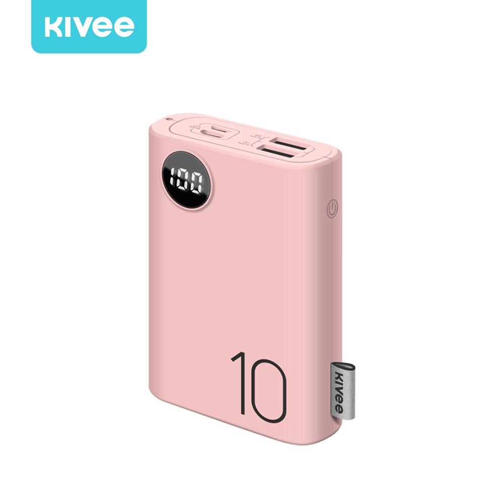 Sạc dự phòng KIVEE PF23P 10000mAh Macaron tích hợp 4 cổng sạc + đèn LED hiển thị nguồn cho iPhone Huawei Samsung Xiaomi-Hàng Chính Hãng