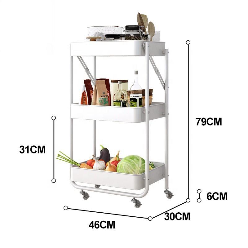 Kệ để đồ đa năng 3 tầng gấp gọn di dộng, giá kệ spa có bánh xe, Kệ gấp 3 tầng khay đựng