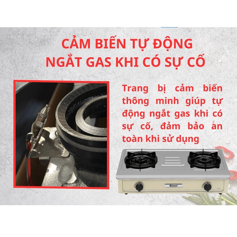 Bếp gas 7 tấc Rinnai RV-A271Y(S), Chén đồng có ngắt gas tự động - Hàng chính hãng